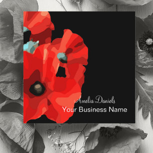 Beautiful Red Poppy Business Card Quadratische Visitenkarte