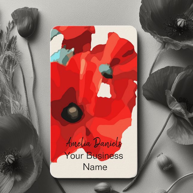 Beautiful Red Poppy Business Card Visitenkarte (Von Creator hochgeladen)