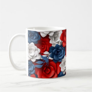 Beautiful Red White Bllower Garden Floral USA Kaffeetasse