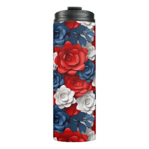 Beautiful Red White Bllower Garden Floral USA Thermosbecher