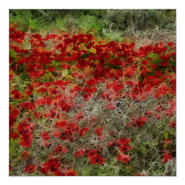 Beautiful Red Wildblume Anemones Abstrakte Kunst Poster (Vorderseite)