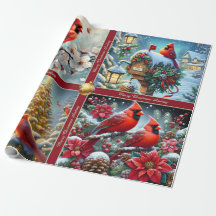Beautiful Red Winter Cardinals Wrapping Paper