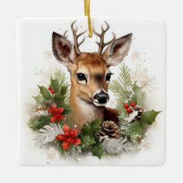 Beautiful Reindeer Christmas Holiday Keramikornament