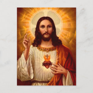Beautiful religious Sacred Heart of Jesus image Postkarte