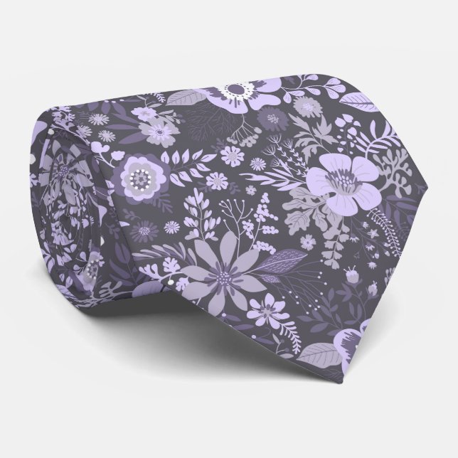 Beautiful retro style blue pastel floral pattern krawatte (Gerollt)