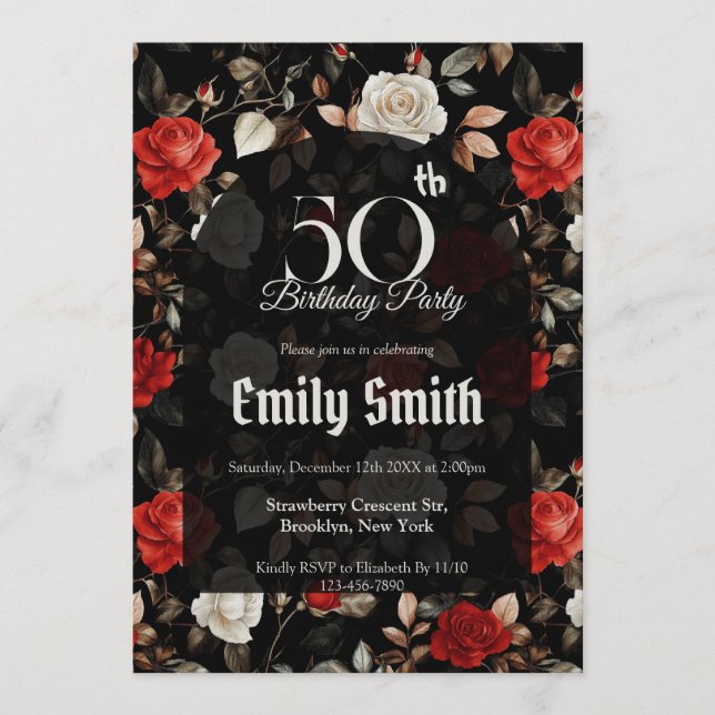 Beautiful Rose Themed Romantic Party Einladung (Vorderseite)