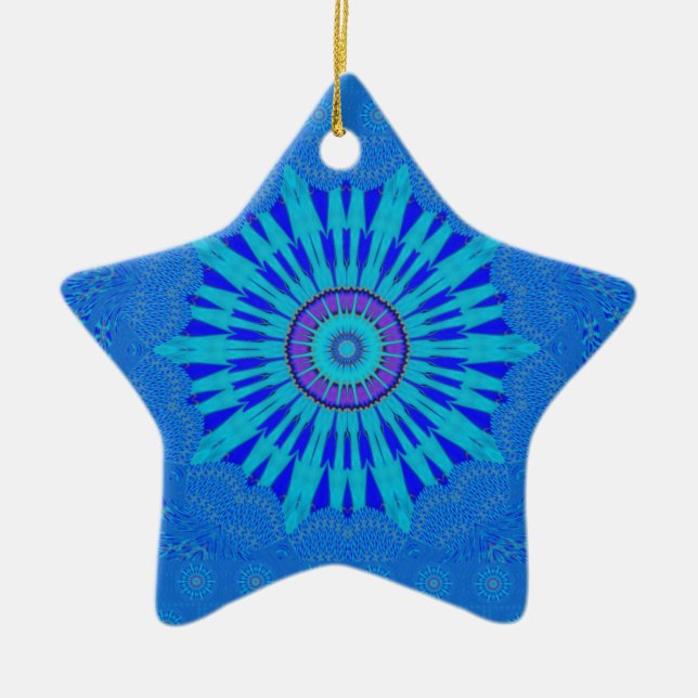 Beautiful Royal Blue Mandala Kunst, Dichtung und M Keramik Ornament (Vorne)