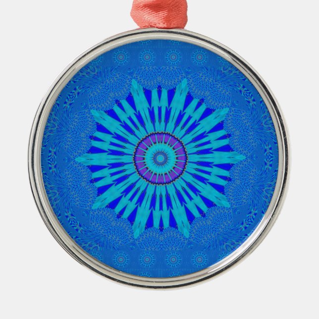 Beautiful Royal Blue Mandala Kunst, Dichtung und M Ornament Aus Metall (Vorne)