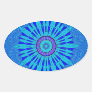 Beautiful Royal Blue Mandala Kunst, Dichtung und M Ovaler Aufkleber