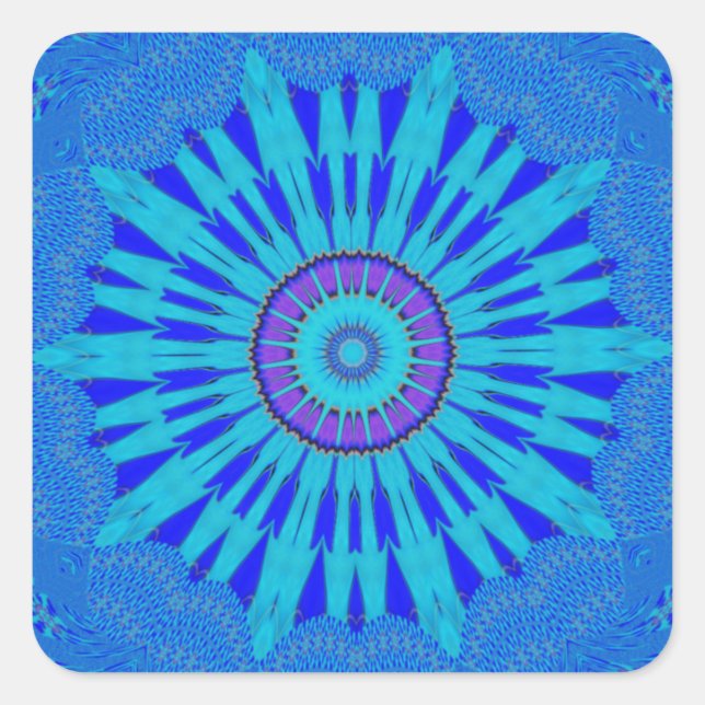 Beautiful Royal Blue Mandala Kunst, Dichtung und M Quadratischer Aufkleber (Vorderseite)