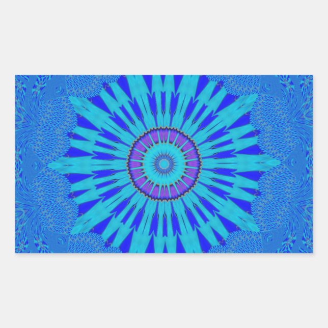 Beautiful Royal Blue Mandala Kunst, Dichtung und M Rechteckiger Aufkleber (Vorderseite)