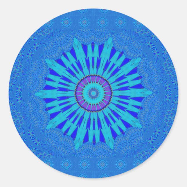 Beautiful Royal Blue Mandala Kunst, Dichtung und M Runder Aufkleber (Vorderseite)