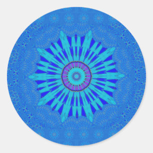 Beautiful Royal Blue Mandala Kunst, Dichtung und M Runder Aufkleber