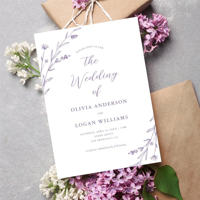 Beautiful Rustic Lavender Wildblume Boho Wedding Einladung (Von Creator hochgeladen)