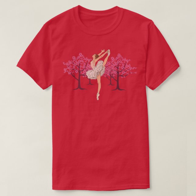Beautiful Sakura Cherry Blossom En Pointe Ballerin T-Shirt (Design vorne)