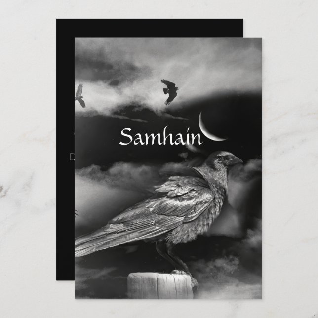 Beautiful Samhain Blessing Moon Raven Crows (Vorne/Hinten)