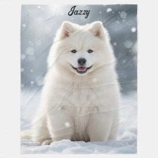 Beautiful Samoyed Personalisiert Fleecedecke