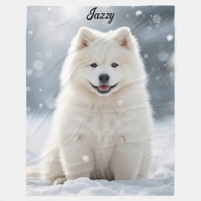 Beautiful Samoyed Personalisiert Fleecedecke (Vorderseite)