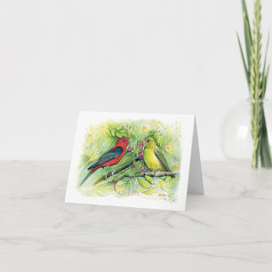 Beautiful Scarlet Tanager Couple Note Card