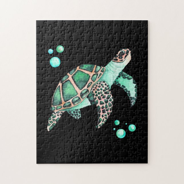 Beautiful Sea Turtle Watercolor Puzzle (Vertikal)