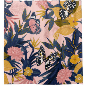 Beautiful seamless artistic sweet tropical pattern duschvorhang