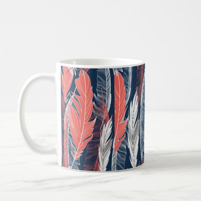 Beautiful seamless graphic pattern of feathers kaffeetasse (Links)