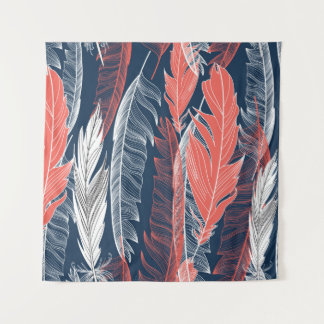 Beautiful seamless graphic pattern of feathers wandteppich