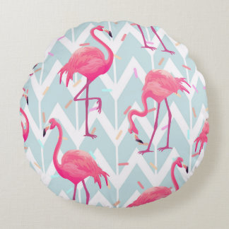 Beautiful seamless tropical pattern with pink flam rundes kissen