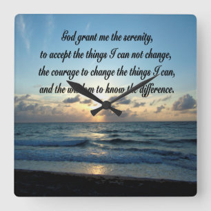 BEAUTIFUL SERENITY PRAYER OCEAN PHOTO QUADRATISCHE WANDUHR