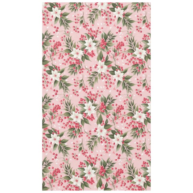 Beautiful Shabby Chic Pink Christmas Floral Berry Tischdecke (Vorderseite)