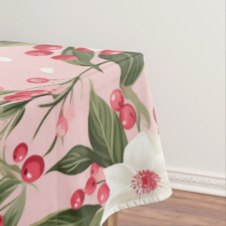 Beautiful Shabby Chic Pink Christmas Floral Berry Tischdecke