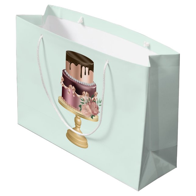 Beautiful Shiny Glam Party Cake Große Geschenktüte (Rückseite Schrägansicht)