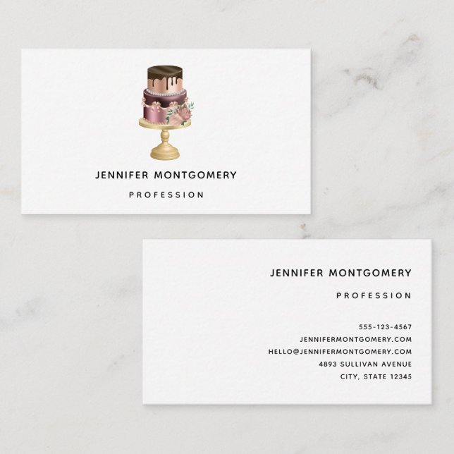Beautiful Shiny Glam Party Cake Visitenkarte (Vorne/Hinten)