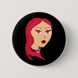 Beautiful Skull Girl Button