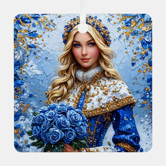 Beautiful Snow Maiden Ornament Aus Metall (Vorderseite)