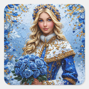 Beautiful Snow Maiden Quadratischer Aufkleber