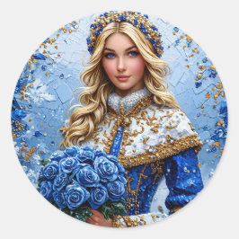 Beautiful Snow Maiden Runder Aufkleber