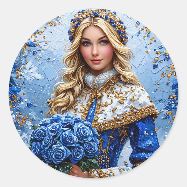 Beautiful Snow Maiden Runder Aufkleber (Vorderseite)