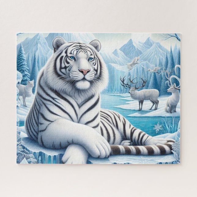 Beautiful Snow White Tiger Puzzle (Horizontal)