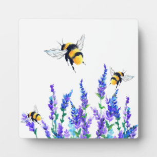 Beautiful Spring Flowers and Bees Flying - Drawing Fotoplatte