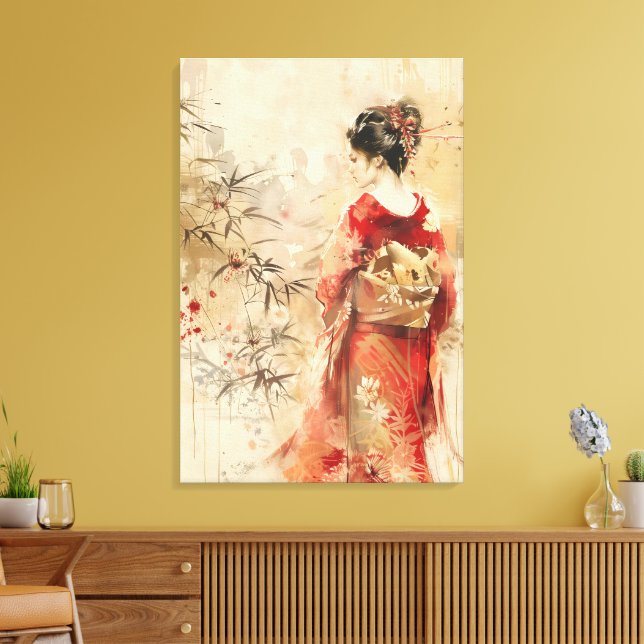 Beautiful Stehend Geisha Leinwanddruck (Insitu (Wohnzimmer))
