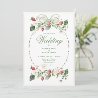Beautiful Strawberries Elegant Wedding Invitation Einladung