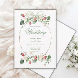 Beautiful Strawberries Elegant Wedding Invitation Einladung