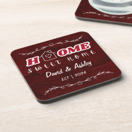Beautiful Stylish Red Custom Couple Names Zuhause Getränkeuntersetzer