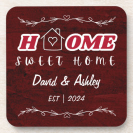 Beautiful Stylish Red Custom Couple Names Zuhause Getränkeuntersetzer