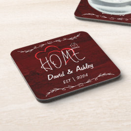 Beautiful Stylish Red Custom Couple Names Zuhause Getränkeuntersetzer