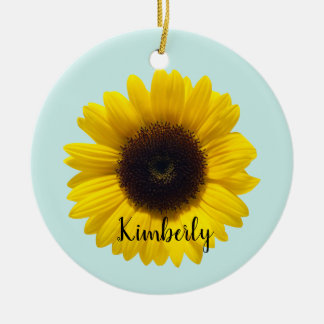 Beautiful Sunflower Personalize With Name Keramik Ornament