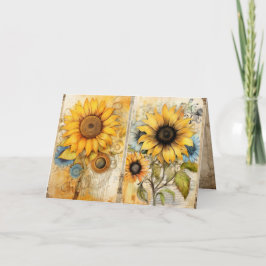 Beautiful sunflowers folded greeting card karte