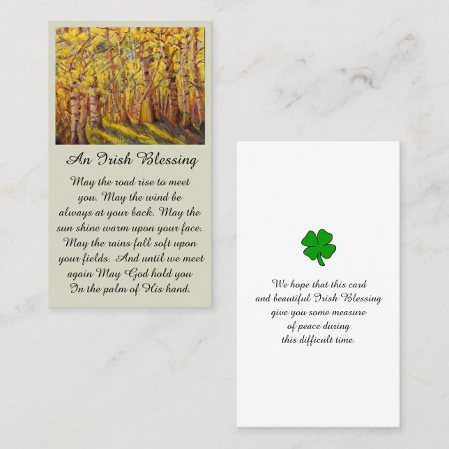 Beautiful Sunlit Aspen Forest Memorial Card Visitenkarte (Vorne/Hinten)
