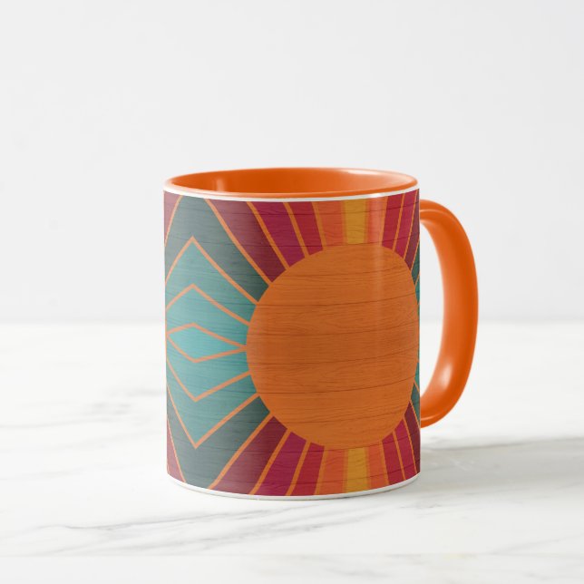 Beautiful Sunny Sun Rays Southwestern Folk Art Tasse (VorderseiteRechts)